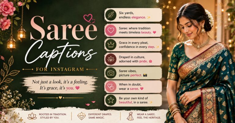 420+ Best Trendy Saree Captions For Instagram in 2026