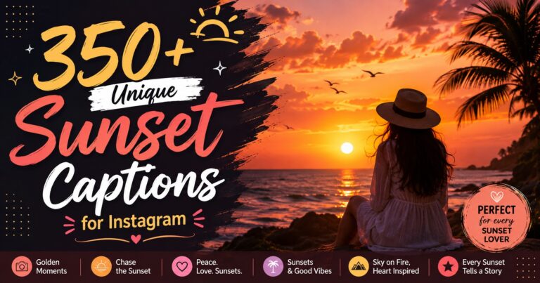 350+ Unique Sunset Captions for Instagram in 2026